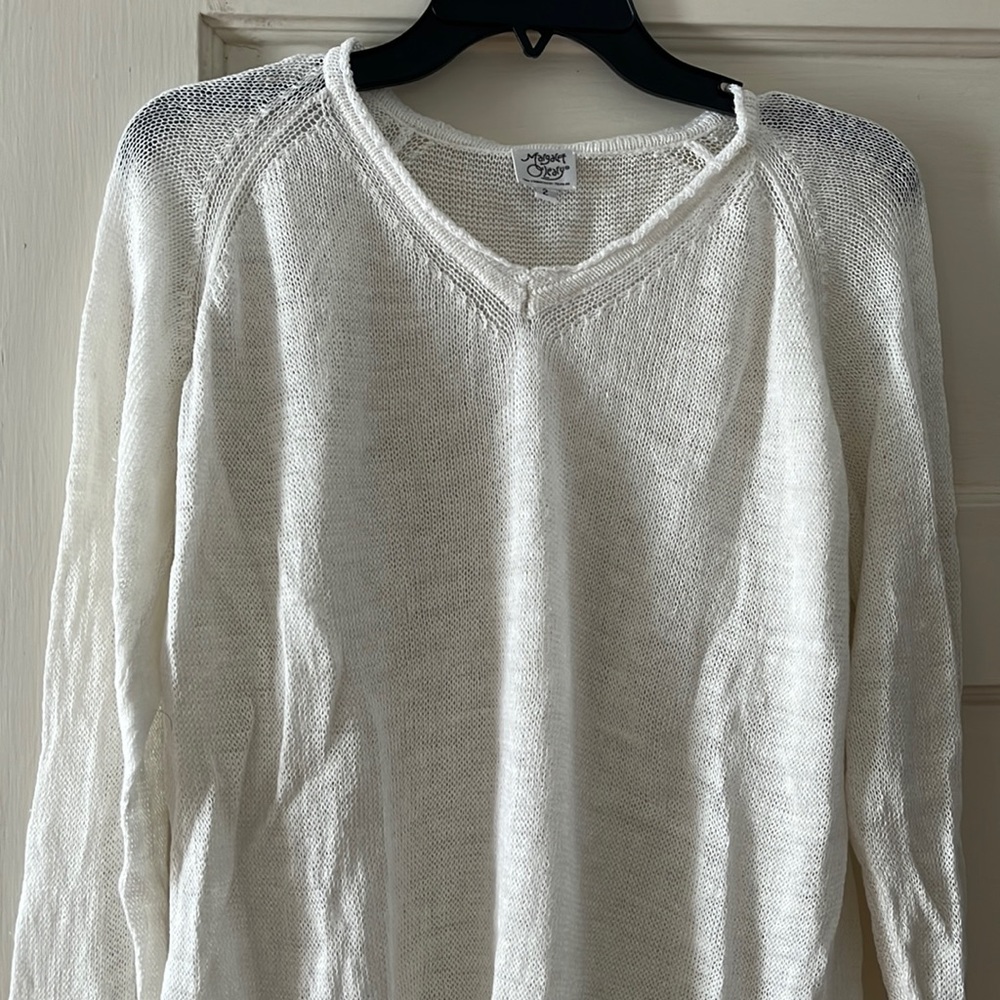Open Knit White Sweater